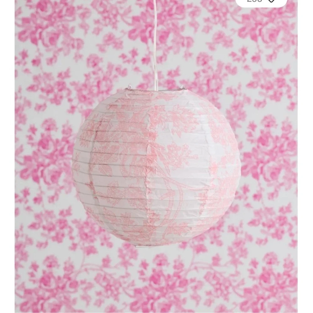 Urban Outfitters toile printed round paper Lantern pendant shad in pink